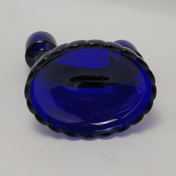 Imperial Glass Cobalt Blue Swirl Pattern Double Candle Stick Holder 1 Pc - Picture 8 of 8